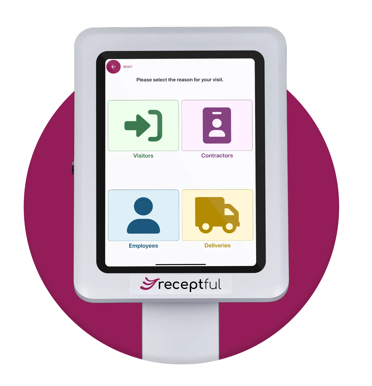 Receptful visitor management system on iPad for manufacturing facilities